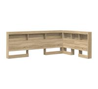 vidaXL Tête de lit en chêne Sonoma 120 x 200 cm, Faite en Bois reconstitué. Design en L Qui Fait Gagner de la Place. Très Solide et avec Plein d'étagères pour Le Rangement. Facile à Nettoyer avec Un