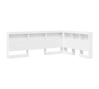 vidaXL Tête de lit en L Blanche 120 x 200 cm, en Bois reconstitué, avec Plein de Rangement et des étagères intégrées. Son Design Minimaliste est Durable et Facile à Nettoyer, Parfait pour Organiser t