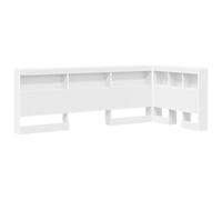 vidaXL Tête de lit en L Blanche 90 x 200 cm en Bois mélaminé de avec des étagères Pratiques, Un Design Qui économise de l'espace pour décorer ta Chambre, Style Minimaliste, Facile à Monter, et Simple