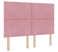 vidaXL Tête de lit en Velours Rose avec Un Design de Blocs de Diamant - 140 cm | Murale réglable en Hauteur, Tissu rembourré Super Confortable pour des Chambres Modernes