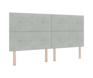 vidaXL Tête de lit Gris Clair 200 cm Velours | Fini en velours gris clair super beau avec des capitons, Tu peux ajuster la hauteur comme tu veux,