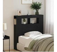vidaXL Tête de lit LED multicolores avec étagère - Chêne noir 100×18,5×103,5 cm, USB & rangement