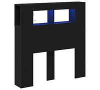Headboard De Rangement Vidaxl Avec Lumières Led Chêne Noir 100x18,5x103,5 Cm