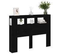 vidaXL Tête de lit LED avec étagère Chêne Noir 140 x 18,5 x 103,5 cm, Têtière Moderne stylée avec USB, Espace de Rangement, LED Multicolores, éclairage d'ambiance pour Une Chambre Luxe