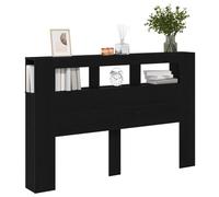 vidaXL Tête de lit LED avec étagère Chêne Noir 160 x 18,5 x 103,5 cm, Têtière Moderne stylée avec USB, Espace de Rangement, LED Multicolores, éclairage d'ambiance pour Une Chambre Luxe