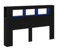 vidaXL Tête de lit LED avec étagère Chêne Noir 160 x 18,5 x 103,5 cm, Têtière Moderne stylée avec USB, Espace de Rangement, LED Multicolores, éclairage d'ambiance pour Une Chambre Luxe