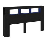 Tête De Lit De Rangement Vidaxl Avec Éclairage Led Chêne Noir 180x18,5x103,5 Cm Noir