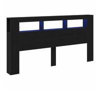Tête De Lit De Stockage Vidaxl Avec Lumières Led Chêne Noir 200x18,5x103,5 Cm Noir