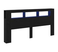 Tête De Lit De Stockage Vidaxl Avec Lumières Led Chêne Noir 200x18,5x103,5 Cm Noir