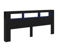 vidaXL Tête de lit LED avec étagère Chêne Noir 220 x 18,5 x 103,5 cm, Têtière Moderne stylée avec USB, Espace de Rangement, LED Multicolores, éclairage d'ambiance pour Une Chambre Luxe