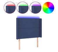 vidaXL Tête de lit LED bleue 103x16x118/128 cm Tissu
