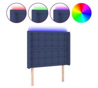 vidaXL Tête de lit LED bleue 93x16x118/128 cm Tissu