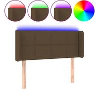 Vidaxl Tête De Lit À Led Marron Foncé 103x16x78/88 Cm Tissu Marron