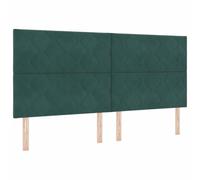 vidaXL Tête de lit LED Vert foncé Velours | Le motif en blocs de diamant apporte une vraie touche , Idéal pour charger tes gadgets , Tissu doux et résistant, c'est