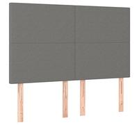 vidaXL Tête de Lit Meubles de Chambre à Coucher Accessoires de Lit Simple Têtes de Cadre de Lit Intérieur Gris Foncé 144x5x118/128 cm Tissu