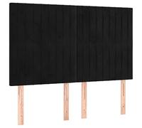 vidaXL Tête de Lit Meubles de Chambre à Coucher Accessoires de Lit Simple Têtes de Cadre de Lit Intérieur Noir 144x5x118/128 cm Velours