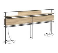 vidaXL Tête de lit Moderne avec étagères et Prise USB, en Bois d'ingénierie chêne Sonoma de 180 cm, Cadre en Acier Noir. C'est Super Pratique pour Garder ta Chambre Bien rangée. C'est Un Organisateur