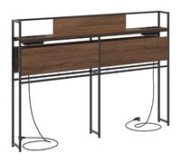 vidaXL Tête de lit Moderne en chêne Brun, en Bois d'ingénierie et en Acier de 140 cm. Elle a des étagères intégrées, Station de Recharge, et des Pieds antidérapants. C'est Un Meuble Durable et élégan