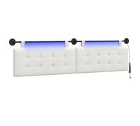vidaXL Tête de lit Suspendue avec lumière LED Blanc Simili Cuir, Tête de lit Moderne, Fixation Murale Chic, Design Flexible, PVC déco intérieure, Gain de Place, Confort Minimal