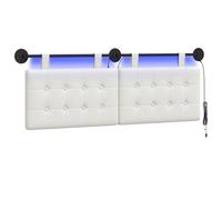 vidaXL Tête de lit Suspendue avec lumière LED Blanc Simili Cuir, Tête de lit Moderne, Fixation Murale Chic, Design Flexible, PVC déco intérieure, Gain de Place, Confort Minimal