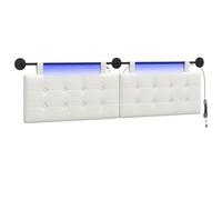 vidaXL Tête de lit Suspendue avec lumière LED Blanc Simili Cuir, Tête de lit Moderne, Fixation Murale Chic, Design Flexible, PVC déco intérieure, Gain de Place, Confort Minimal