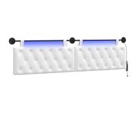 vidaXL Tête de lit Suspendue avec lumière LED Blanc Tissu, Chambre Moderne, tête de lit rectangulaire, Dos Confortable, Design Minimaliste, Gain de Place