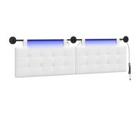 vidaXL Tête de lit Suspendue avec lumière LED Blanc Tissu, Tête de lit Moderne rectangulaire, Design Mural, déco de Chambre Personnalisable, Meubles Gain de Place