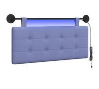 vidaXL Tête de lit Suspendue avec lumière LED Bleu Denim Tissu, Tête de lit Moderne rectangulaire, Design Mural, déco de Chambre Personnalisable, Meubles Gain de Place