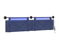 vidaXL Tête de lit Suspendue avec lumière LED Bleu Police Velours, Tête de lit, en Velours rectangulaire, accrochée au Mur, Confort Doux, décor tufté Qui économise de l'espace