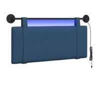 vidaXL Tête de lit Suspendue avec lumière LED Bleu Tissu, Décor de Chambre, tête de lit rectangulaire Mural, Textile Compact, literie Tendance, Havre de Sommeil Luxe