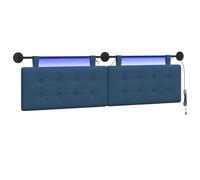 vidaXL Tête de lit Suspendue avec lumière LED Bleu Tissu, Tête de lit Moderne rectangulaire, Design Mural, déco de Chambre Personnalisable, Meubles Gain de Place
