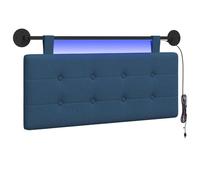 vidaXL Tête de lit Suspendue avec lumière LED Bleu Tissu, Tête de lit Moderne rectangulaire, Design Mural, déco de Chambre Personnalisable, Meubles Gain de Place