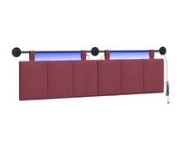 vidaXL Tête de lit Suspendue avec lumière LED Bordeaux Tissu, Tête de lit Moderne rectangulaire, Murale, Personnalisable, Ergonomique, Gain de Place, Panneaux rayés