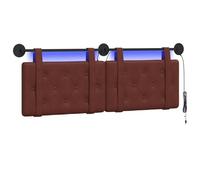 vidaXL Tête de lit Suspendue avec lumière LED Brun Brillant PU Antique, Tête de lit Murale Moderne, rectangulaire, Gain de Place, élégante déco intérieure, Meuble Contemporain
