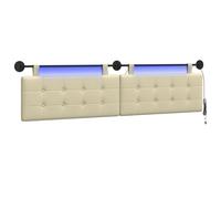 vidaXL Tête de lit Suspendue avec lumière LED Crème Simili Cuir, Tête de lit Moderne, Fixation Murale Chic, Design Flexible, PVC déco intérieure, Gain de Place, Confort Minimal