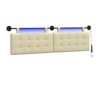 vidaXL Tête de lit Suspendue avec lumière LED Crème Simili Cuir, Tête de lit Moderne, Fixation Murale Chic, Design Flexible, PVC déco intérieure, Gain de Place, Confort Minimal