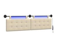 vidaXL Tête de lit Suspendue avec lumière LED Crème Tissu, Tête de lit Moderne rectangulaire, Design Mural, déco de Chambre Personnalisable, Meubles Gain de Place