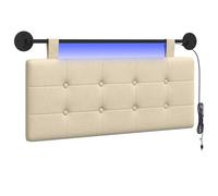 vidaXL Tête de lit Suspendue avec lumière LED Crème Tissu, Tête de lit Moderne rectangulaire, Design Mural, déco de Chambre Personnalisable, Meubles Gain de Place