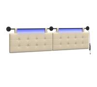 vidaXL Tête de lit Suspendue avec lumière LED Crème Tissu, Tête de lit Moderne rectangulaire, Design Mural, déco de Chambre Personnalisable, Meubles Gain de Place