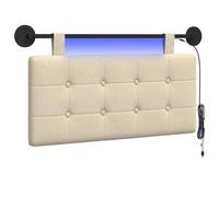 vidaXL Tête de lit Suspendue avec lumière LED Crème Tissu, Tête de lit Moderne rectangulaire, Design Mural, déco de Chambre Personnalisable, Meubles Gain de Place