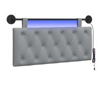 vidaXL Tête de lit Suspendue avec lumière LED Gris Clair Tissu, Tête de lit rectangulaire Moderne, Design en Tissu capitonné, Dossier Confortable pour Une déco de Chambre Sympa