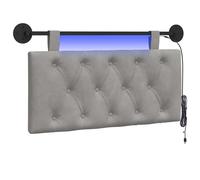 vidaXL Tête de lit Suspendue avec lumière LED Gris Clair Velours, Chambre Moderne, tête de lit Murale, en Velours, Bois, Gain de Place, Dossier décoratif, Doux au Toucher