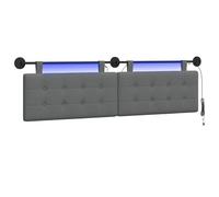 vidaXL Tête de lit Suspendue avec lumière LED Gris foncé Tissu, Tête de lit Moderne rectangulaire, Design Mural, déco de Chambre Personnalisable, Meubles Gain de Place