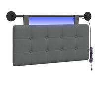 vidaXL Tête de lit Suspendue avec lumière LED Gris foncé Tissu, Tête de lit Moderne rectangulaire, Design Mural, déco de Chambre Personnalisable, Meubles Gain de Place