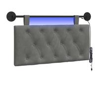 vidaXL Tête de lit Suspendue avec lumière LED Gris foncé Velours, Chambre Moderne, tête de lit Murale, en Velours, Bois, Gain de Place, Dossier décoratif, Doux au Toucher