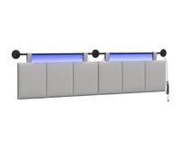 vidaXL Tête de lit Suspendue avec lumière LED Gris Nuage Tissu, Tête de lit Moderne rectangulaire, Murale, Personnalisable, Ergonomique, Gain de Place, Panneaux rayés
