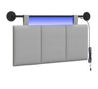 vidaXL Tête de lit Suspendue avec lumière LED Gris Nuage Tissu, Tête de lit Moderne rectangulaire, Murale, Personnalisable, Ergonomique, Gain de Place, Panneaux rayés