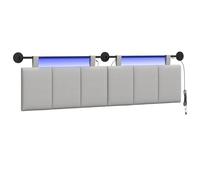 vidaXL Tête de lit Suspendue avec lumière LED Gris Nuage Tissu, Tête de lit Moderne rectangulaire, Murale, Personnalisable, Ergonomique, Gain de Place, Panneaux rayés