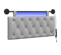vidaXL Tête de lit Suspendue avec lumière LED Gris Nuage Tissu, Tête de lit rectangulaire Moderne, Design en Tissu capitonné, Dossier Confortable pour Une déco de Chambre Sympa