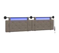 vidaXL Tête de lit Suspendue avec lumière LED Gris PU Antique, Tête de lit Murale Moderne, rectangulaire, Gain de Place, élégante déco intérieure, Meuble Contemporain